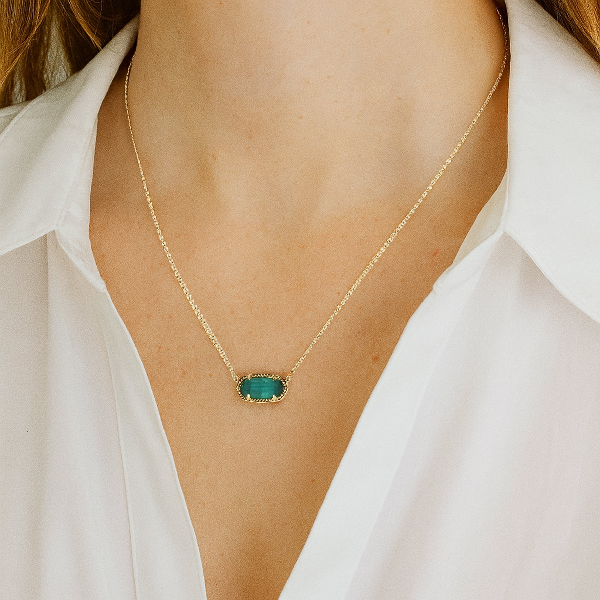 Kendra Scott Elisa 14K Gold Plated Emerald Cat's Eye Pendant
