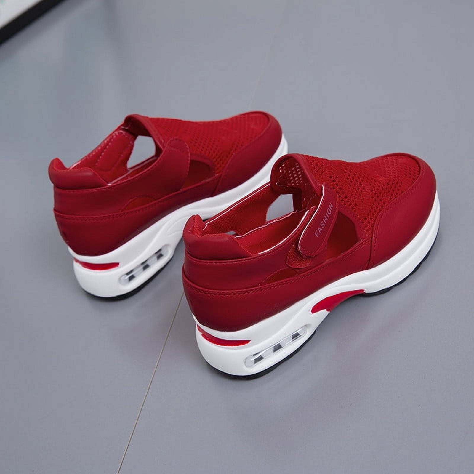 Zunfeo Women's Sneakers- New Fashion and Personality Hollow Casual Sports Style Casual Shoes Red 39