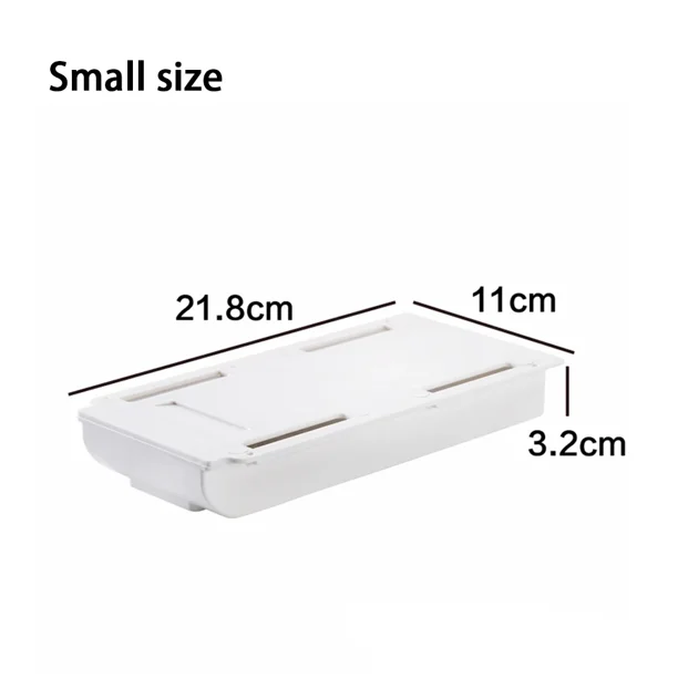 Caja de almacenamiento oculta, cajón de almacenamiento de escritorio, soporte de almacenamiento de mesa de plástico autoadhesivo, organizador de papelería y cosméticos para artículos diversos simples