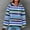 Blue Sweatshirt for Winter, variant on XPMWRP Women's Striped Drawstring Hoodies Waffle Knit Sweatshirt Fall Winter Long Sleeve Pullover Sweatshirts With Pockets Blue M