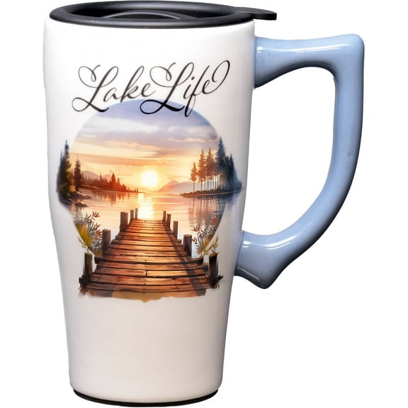 LAKE LIFE 18 OUNCE CERAMIC TRAVEL MUG