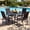 Black and Coffee, variant on Costway 5 PCS Patio Furniture Dining Set, Outdoor Square Table & Stackable Chairs with Umbrella Hole Black