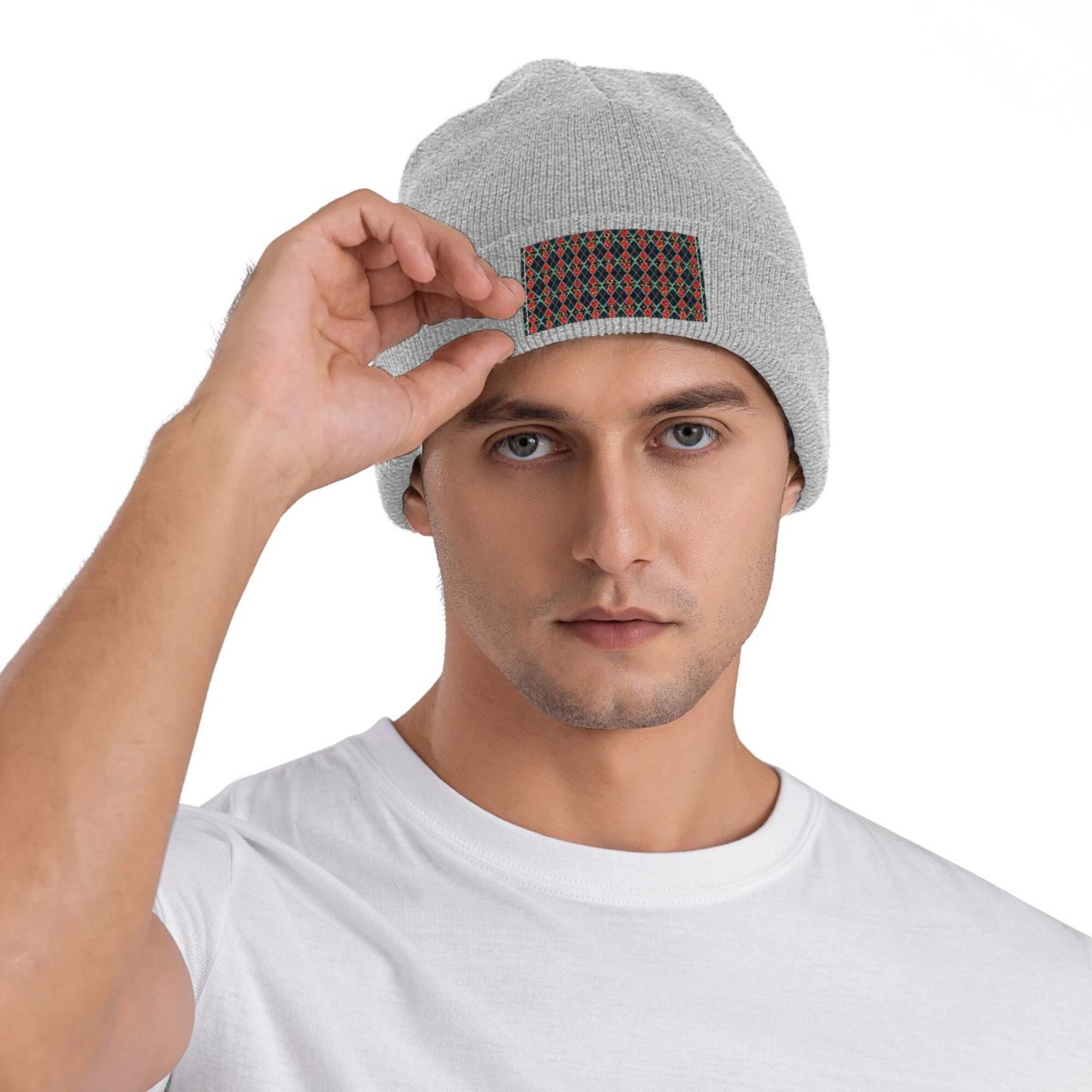 ZICANCN Geometric Diamond Graphic Knit Beanie Hat, Winter