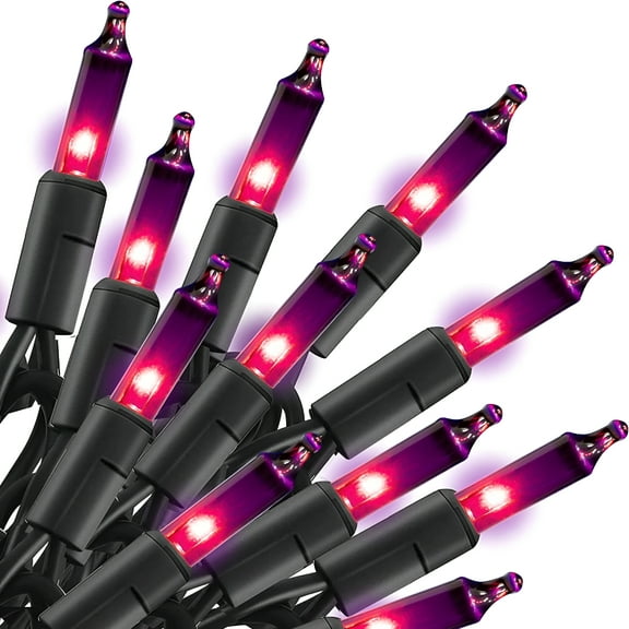 HIBIBUD Halloween String Lights,16FT 50 LED Mini String Lights with 8 Lighting Modes & Timer,Battery Operated Fairy Lights for Patio Xmas Tree Wedding Party Indoor Outdoor Decor (Purple)