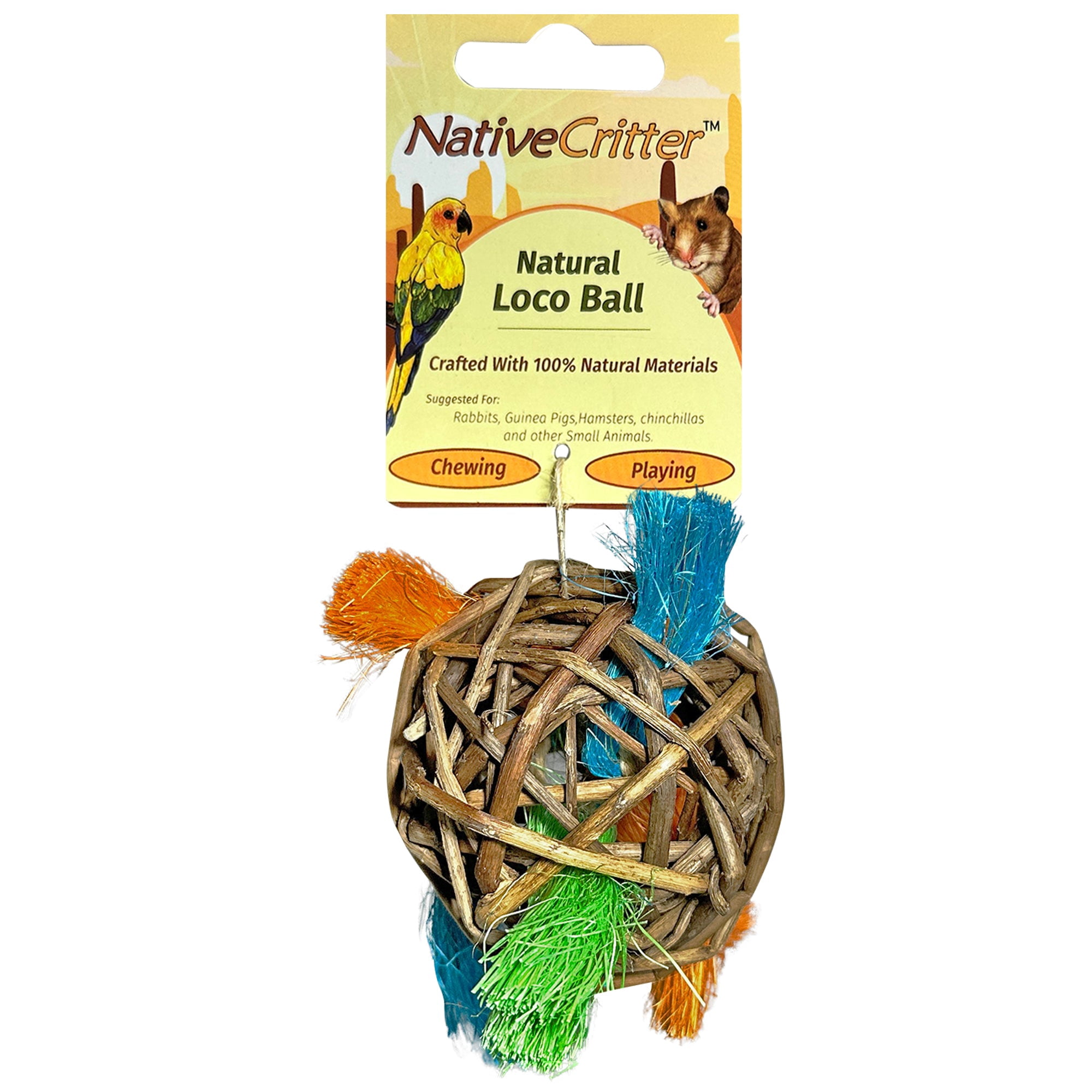 Loco Ball - NativeCritter Natural Chew for Hamsters, Gerbils, Rabbits, Guinea pigs, Prairie Dogs, Chinchillas, Degus, Squirrels, Rats and other chewing small animals