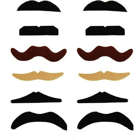 12 Pieces Fake Mustaches, Self Adhesive Novelty Moustaches Party Halloween Costume for Adult Unisex