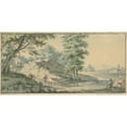 thumbnail image 2 of Izaak Schmidt 14x9 Black Ornate Wood Framed Double Matted Museum Art Print Titled: Landscape with Bridge (1750 - 1818), 2 of 5