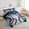 thumbnail image 3 of Feelyou Modern Artwork Teens Bedding Comforter Set, Gray Navy Abstract Twin Comforter Sets, Gradient Aesthetic Lines Reversible Bedding Set, Super Cozy Room Decor, 2-Piece, 3 of 8