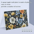 thumbnail image 3 of Yayeee Toggle Light Switch Wall Plate 2-Gang 4.56"x4.48" Decorative Outlet Cover, Navy Floral Pattern, 3 of 7