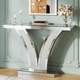 thumbnail image 3 of Tribesigns Mirrored Console Table, Modern Sliver Entryway Sofa Table with Crystal Inlay Frames for Living Room, Hallway, Foyer, 3 of 5
