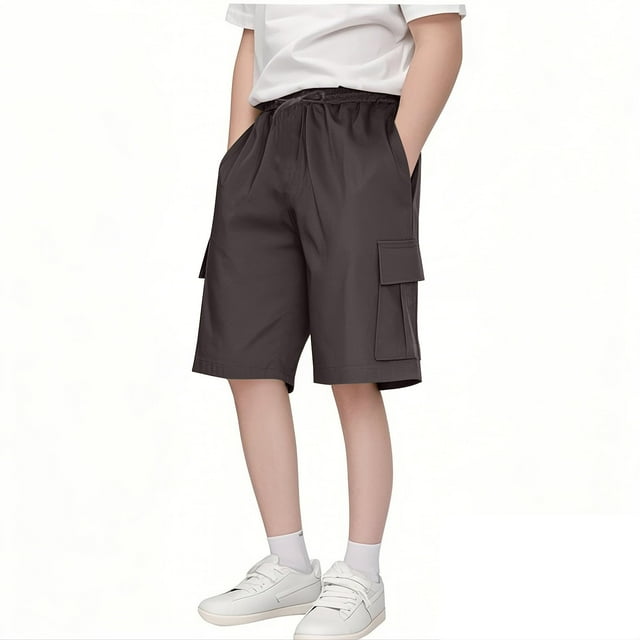 Lovzfmll Little Boys' Sweat Shorts, Solid Color with Large Pockets, Loose and Comfortable Fit for Spring and Fall for 5-6 Years