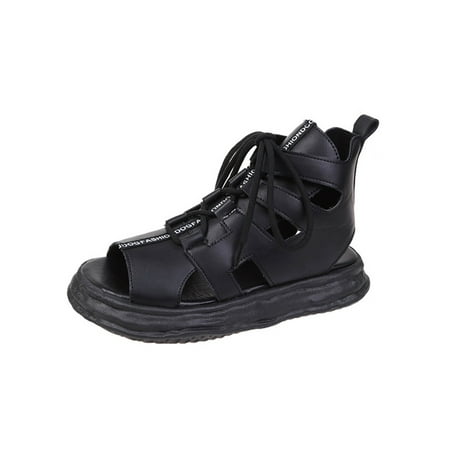 

Rotosw Women Sport Sandal Summer Platform Sandals Lace Up Fashion Shoes Lightweight Peep Toe Casual Shoe Walking Non-Slip Black 6.5