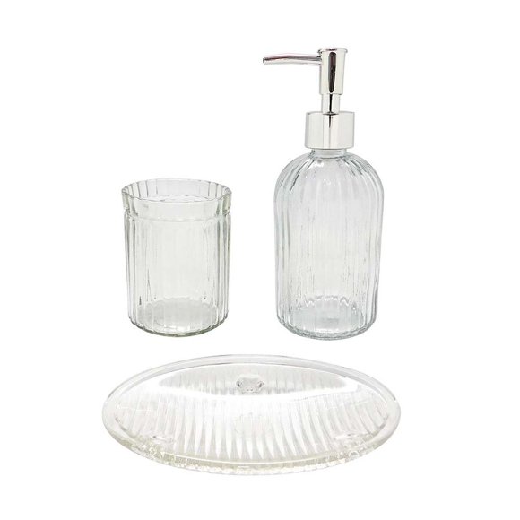 Set accesorios para baño vidrio 3 piezas ELLEGANCE HOUSEWARE SB97244