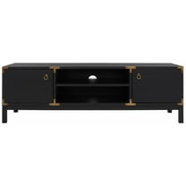 SAFAVIEH Galio 2 Door 2 Shelf Media Stand, Black/Gold (58.7 in. W x 15.4 in. D x 18.5 in. H)