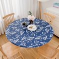 thumbnail image 2 of Round Vinyl Fitted Tablecloth with Flannel Backing Elastic Table Cloth Waterproof Oil-Proof Plastic Cover, 2 of 6