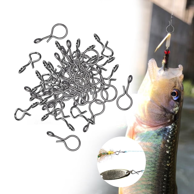 50 piezas de pesca con mosca, broches sin nudos de cambio rápido para señuelo de pesca, aparejos giratorios L