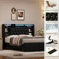 thumbnail image 5 of Homfa Full Size PU Upholstered Bed with Bookcase Headboard, 2 Drawers Platform Bed Frame with Charging Station & LED Lights, Black, 5 of 9