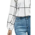 thumbnail image 4 of DYMADE Women Plus Size Long Sleeve V-neck Loose Pullover Plaid Blouse, 4 of 4