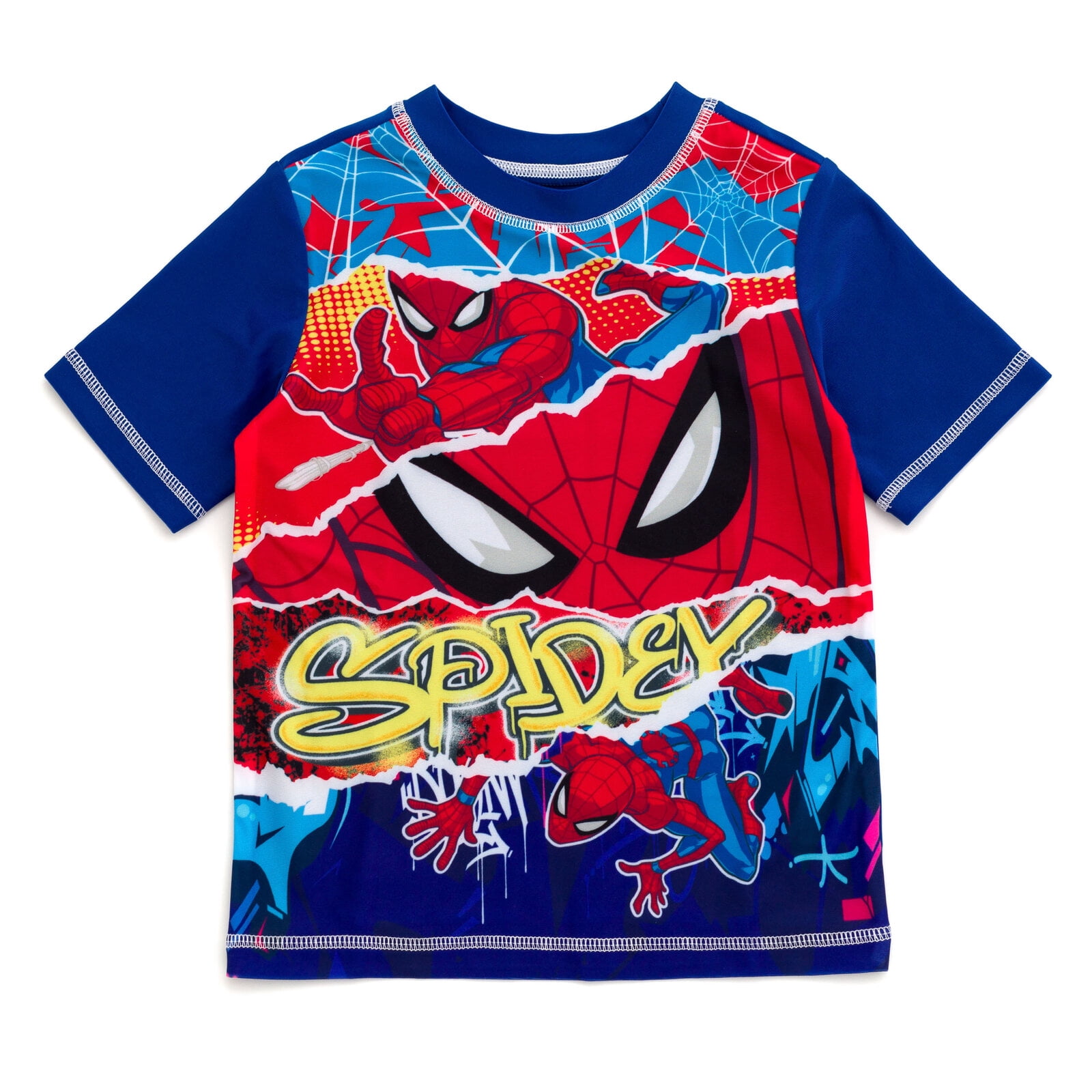 Marvel Spider-Man Little Boys' Swimwear 2-Piece Rashguard and Swim Trunks Set Spider Man Graffiti