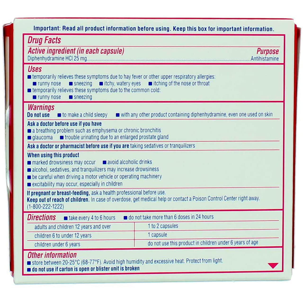 Benadryl Liqui-Gels Antihistamine Allergy Medicine & Cold Symptom Relief, Dye-Free Liquid Gelcaps with 25 mg of Diphenhydramine HCl for Symptoms Such As Runny Nose, Sneezing & More, 24 ct (Pack of 4)