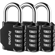 Shukong oma 3 Pack Combination Lock for Locker 4 Digit Outdoor Waterof Padlock for School, m, Sports, Fence, Toolbox, Gate, Case, Outdoor, Hasp Storage (Black)