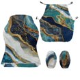 thumbnail image 4 of SCRAWLGOD Marble Print White Golden Blue Print 4 PCS Gaming Chair Cover, Stretch Desk Chair Covers with 4 PCS Armrest Cover Removable Computer Chair Slipcovers Washable Furniture Protector, 4 of 7