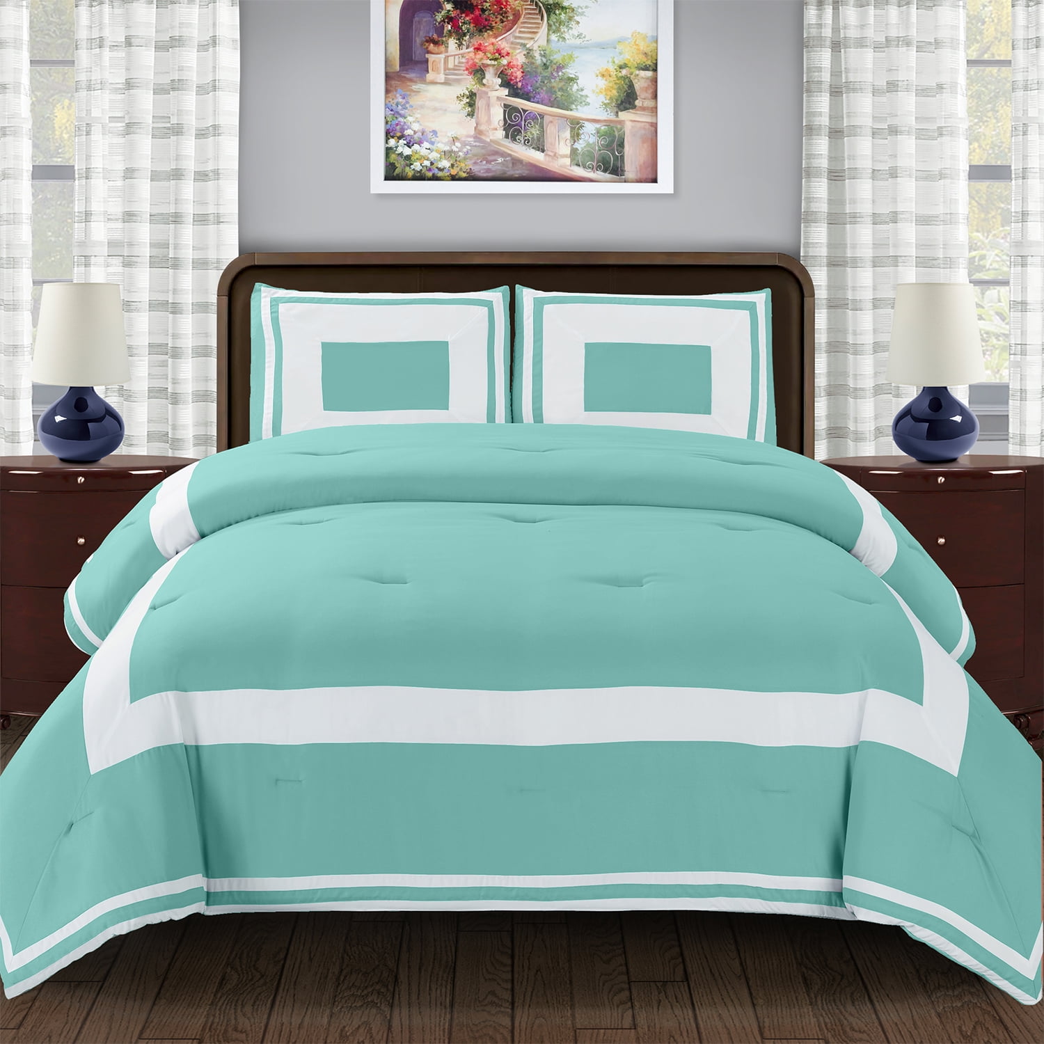 Grammercy Down Alternative Block Twin/Twin XL Comforter Set, Teal
