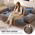 thumbnail image 3 of Miniyam 78.7" Sleeper Sofa Bed, Convertible Corduroy Floor Couch, No Assembly, 3 Pillows, Brown, 3 of 7