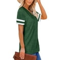 thumbnail image 6 of XBASW Womens T Shirts Short Sleeve V Neck Tees Loose Color Blocking Summer Tops S-2XL, 6 of 12