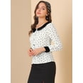 thumbnail image 4 of INSPIRE CHIC Women's Heart Print Contrast Collar Button Front Long Sleeve Shirt, 4 of 6