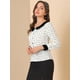 thumbnail image 4 of Camisa de manga larga con botones y cuello en contraste estampado de corazones para mujer Allegra K Blanco S, 4 of 6