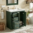 thumbnail image 2 of Euroco 30'' Bathroom Vanity with Ceramic Sink Combo,Solid Wood Frame Bathroom Storage Cabinet, Freestanding Vanity Set with 3 Drawers& Soft Closing Doors, 2 of 8