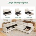 thumbnail image 5 of Marrber 111” 7 Seat U Shaped Sectional Sleeper Sofa with Pull Out Bed and Storage for Living Room, Oversized Corduroy Tufted, Beige, 5 of 9