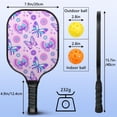 thumbnail image 4 of Pickleball Paddles Set Of 2, Fiberglass Surface, Vintage Floral & Butterfly, 4 Balls & Bag, 4 of 5