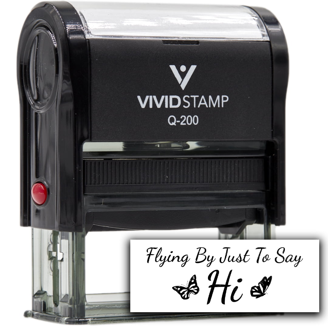 (3 pack) All Quality Flying By Just To Say Hi Self-Inking Rubber Stamp | Family & Friends | Novelty Homely Stamps (Black Ink) - Q-400