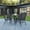 Black, variant on BizChair 5 Piece Outdoor Patio Dining Set - 31.5" Square Tempered Glass Patio Table, 4 Black Flex Comfort Stack Chairs