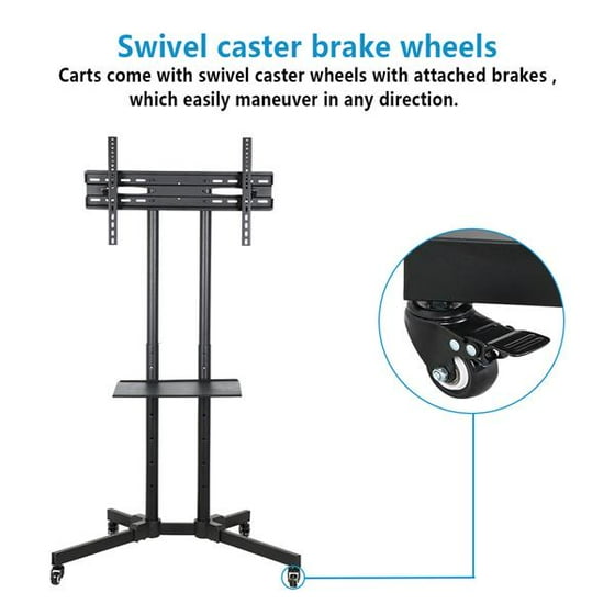 32 To 65 Inch Mobile Tv Cart Universal Flat Screen Rolling Stand Trolley Console With Mount For Led Lcd Plasma Panels On Wheels
