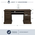 thumbnail image 5 of BELLEZE Modern Executive Home Office Computer Desk - Rhudi (Dark Walnut), 5 of 7