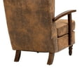 thumbnail image 6 of Microsuede Accent Chair, Mid Century Modern Armchair with High Backrest and Removable Cushion, Wood Frame Reading Chair for Living Room Office Bedroom, Coffee, 6 of 7