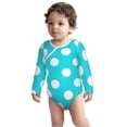 thumbnail image 2 of Xecao Aqua And White Polka Dot Print Baby unisex-baby Cotton Long-sleeve Bodysuits-3 Months, 2 of 6
