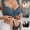 gray blue, variant on 2026 Large Size Seamless Women's Front Button Bra Vest-Style Fixed Cup Comfortable All Day Wear Breast-Shrinking Underwear