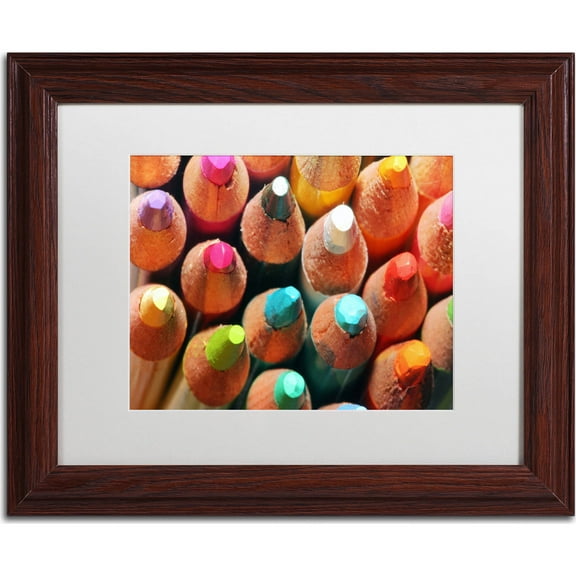 Trademark Fine Art "Pencils" Canvas Art by Jason Shaffer, White Matte, Wood Frame