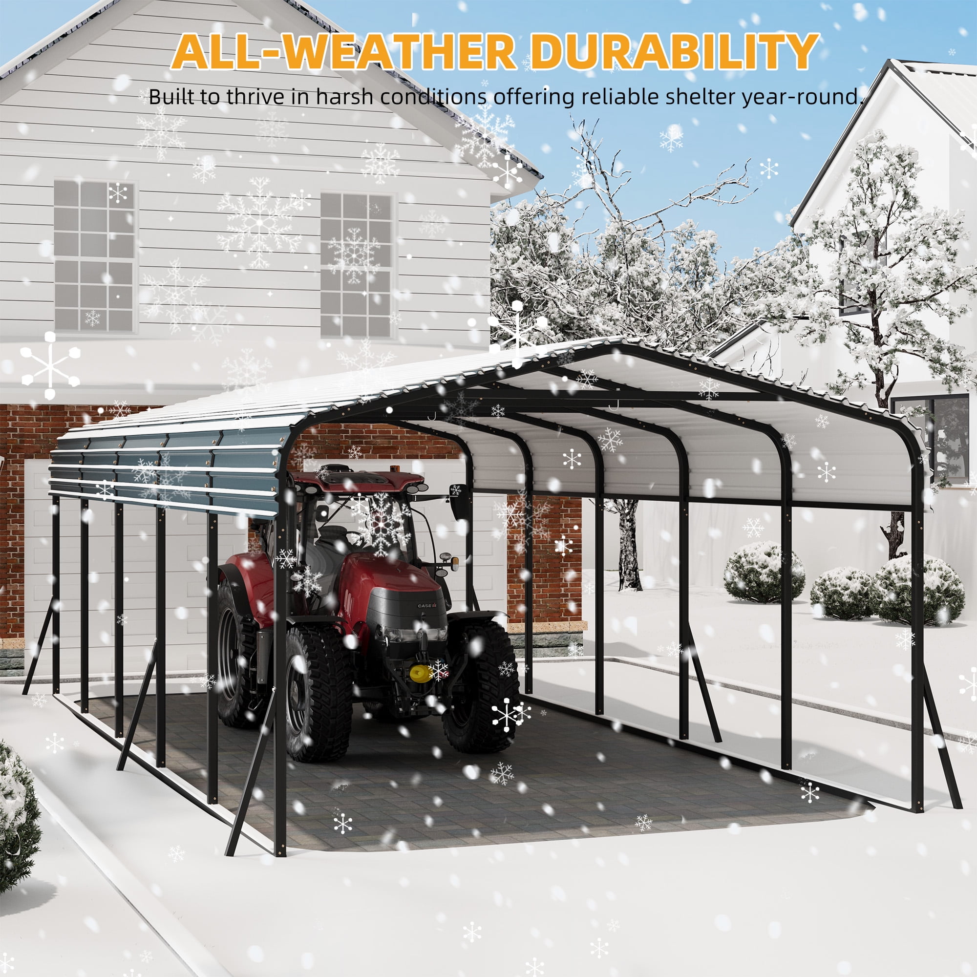 Lumiparty 12'x24'x8.5' Waterproof Metal Carport, Heavy Duty Steel Shelter for Tractors, Pickup, Boat & Car