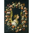 thumbnail image 3 of Francesco Caldei 19x24 Black Modern Framed Museum Art Print Titled - A Flower Garland Surrounding the Angel Gabriel, 3 of 5
