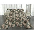 thumbnail image 2 of Ambesonne Floral Boho Quilted Bedspread Set 3 Pcs, Melancholic Flowers Art, Twin, Pale Peach Jade Green, 2 of 4