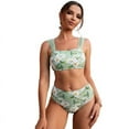 thumbnail image 6 of QLEICOM Womens Swimsuits Tummy Control Plus Size Swimsuit Coverup Fashion Print Color Pleated Swimsuit Neck Hanging Open Back Swimsuit Bikini Split Swimsuit Suit Green L, 6 of 7