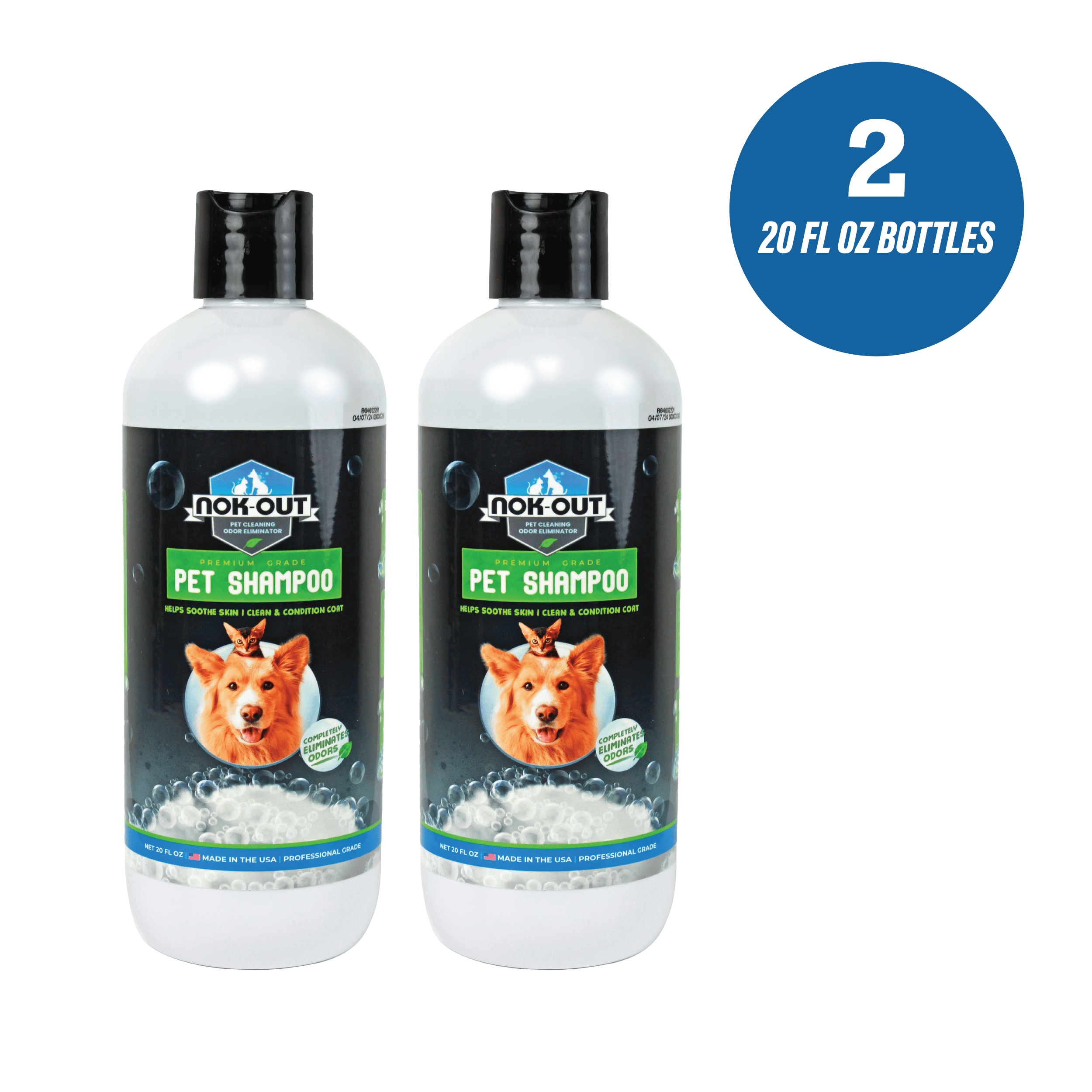 Nok Out Veterinary Strength Pet Shampoo, 20oz Bottle, 2-Pack
