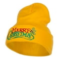 thumbnail image 5 of Merry Christmas Mistletoe Embroidered Long Beanie - Yellow OSFM, 5 of 5