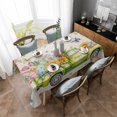 thumbnail image 4 of Easter Eggs Rectangle Tablecloth, Spring Flowers Truck Leaves Butterflies Beige Waterproof & StainResistant Tablecloth, Washable Oil-proof Table Cover for Dining/Party/Wedding/Buffet 60x102 In, 4 of 9