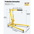 thumbnail image 7 of QinaQin 2 Ton Engine Hoist, Folding Hydraulic Shop Crane with 4 Position Boom and Locking Casters for Garage Repair, 7 of 7